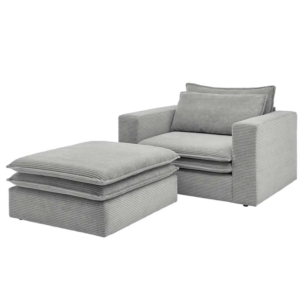 Wohnen Sessel<Cord Polstersessel mit Hocker Set - Tessina (zweiteilig)