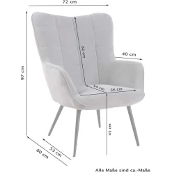 Wohnen Sessel<Cordsessel und Fußhocker in Grau - Zoryano (zweiteilig)