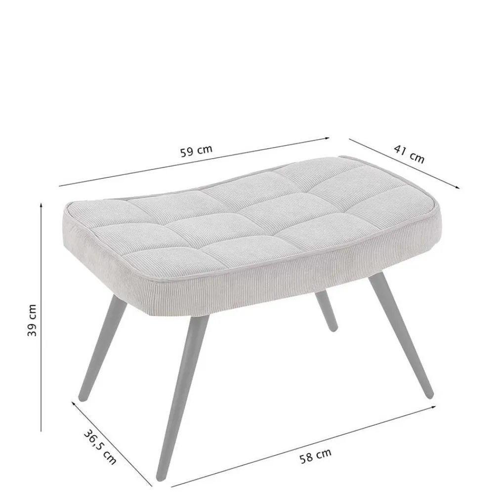Wohnen Sessel<Cordsessel und Fußhocker in Grau - Zoryano (zweiteilig)