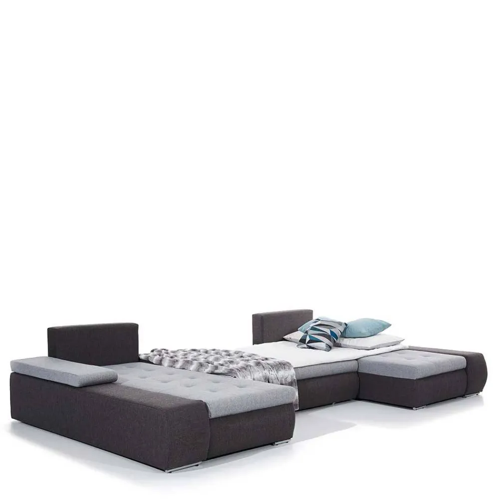 Wohnen Sofas<Couchlandschaft in Schwarzbraun und Weiß - Trioto