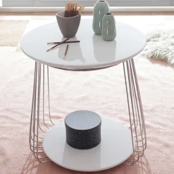 Wohnen Tische<Couchtisch in Mattweiß mit Chrom - Rosibla