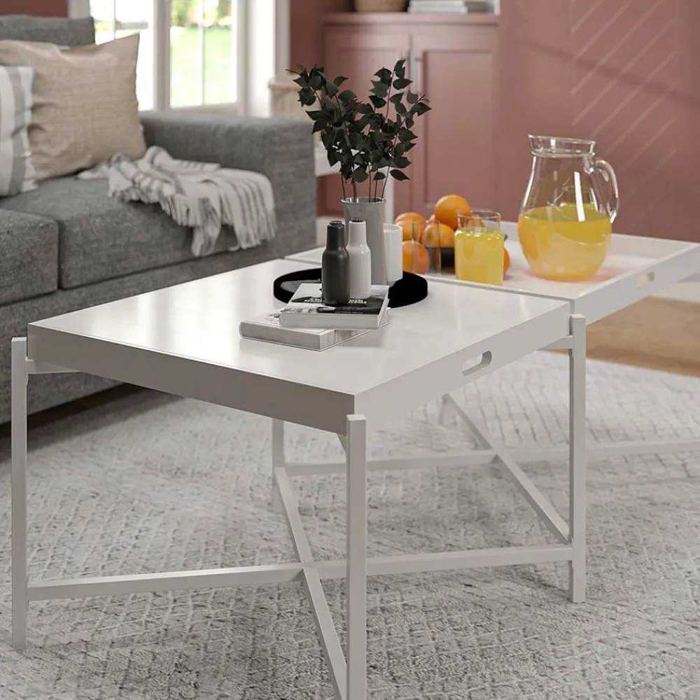 Wohnen Tische<Couchtisch mit zwei Tabletts in Weiß - Vereny