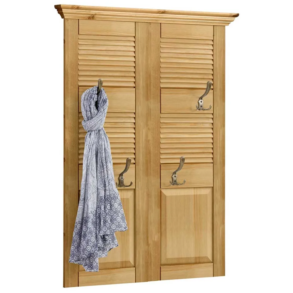 Wohnen Garderoben<Country Style Wandgarderobe Paneel aus Kiefer - Zavieca