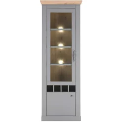 Wohnen Vitrinen<Country Vitrine in Lichtgrau & Eiche Optik - Buleta