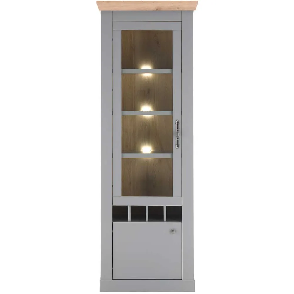 Wohnen Vitrinen<Country Vitrine in Lichtgrau & Eiche Optik - Buleta