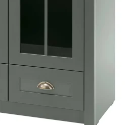Wohnen Vitrinen<Country Vitrinenschrank in Dunkelgrün - Niestov