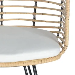 Wohnen Stühle<Design Armlehnenstuhl in Rattan Natur und Schwarz - Adatto (2er Set)