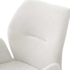 Wohnen Stühle<Design Armlehnstuhl in Creme & Edelstahl - Pegira