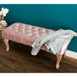 Wohnen Sitzbank<Design Bank in Pink Samt - Saluds