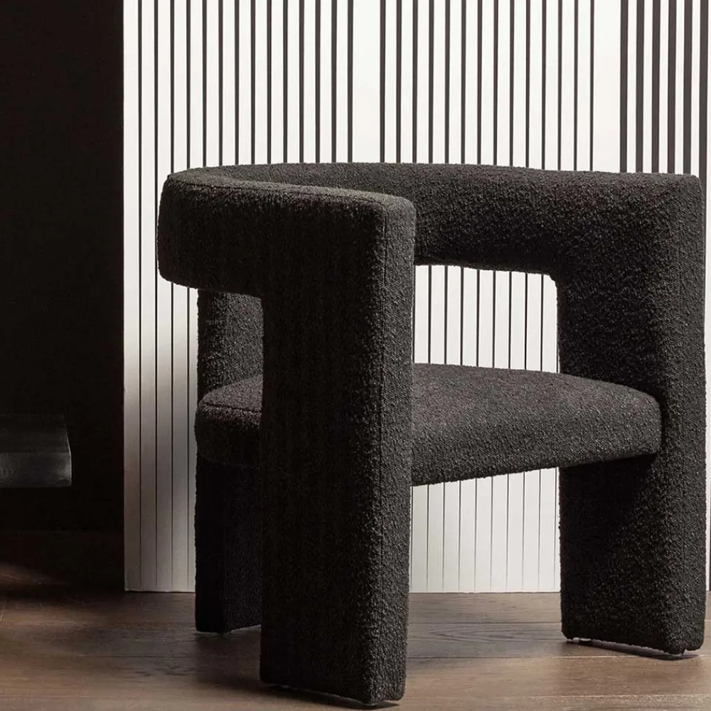 Wohnen Sessel<Design Cocktailsessel in Dunkelgrau Boucle - Seanno