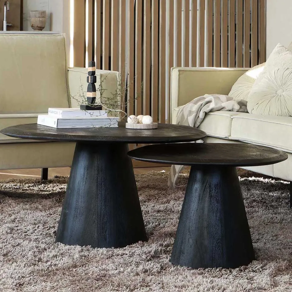 Wohnen Tische<Design Couchtisch in Schwarz Massivholz - Standing