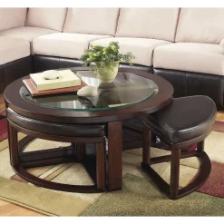 Wohnen Sitzgruppe<Design Couchtisch mit vier Hockern - Fornax (fünfteilig)