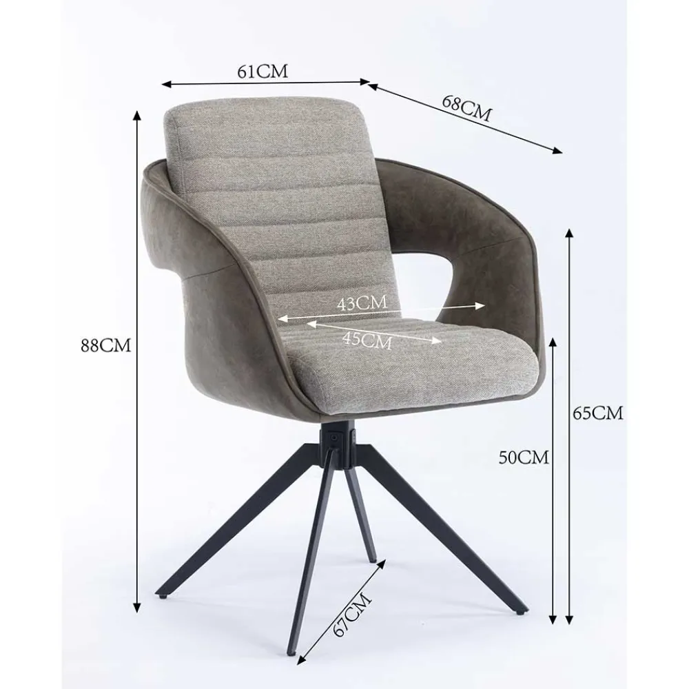 Wohnen Stühle<Design Esszimmer Drehstuhl mit Armlehnen - Bailon (2er Set)