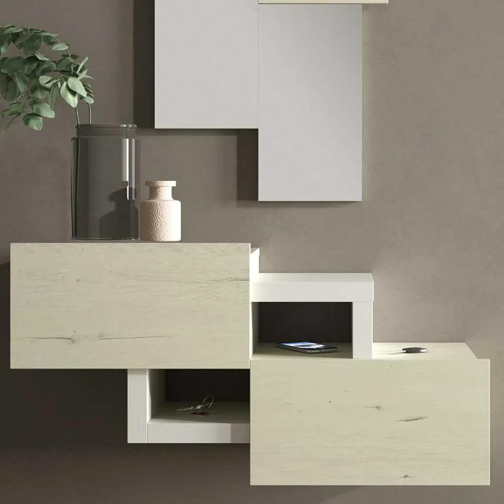 Wohnen Garderoben<Design Flur Set in Cremefarben & Weiß - Timos (zweiteilig)