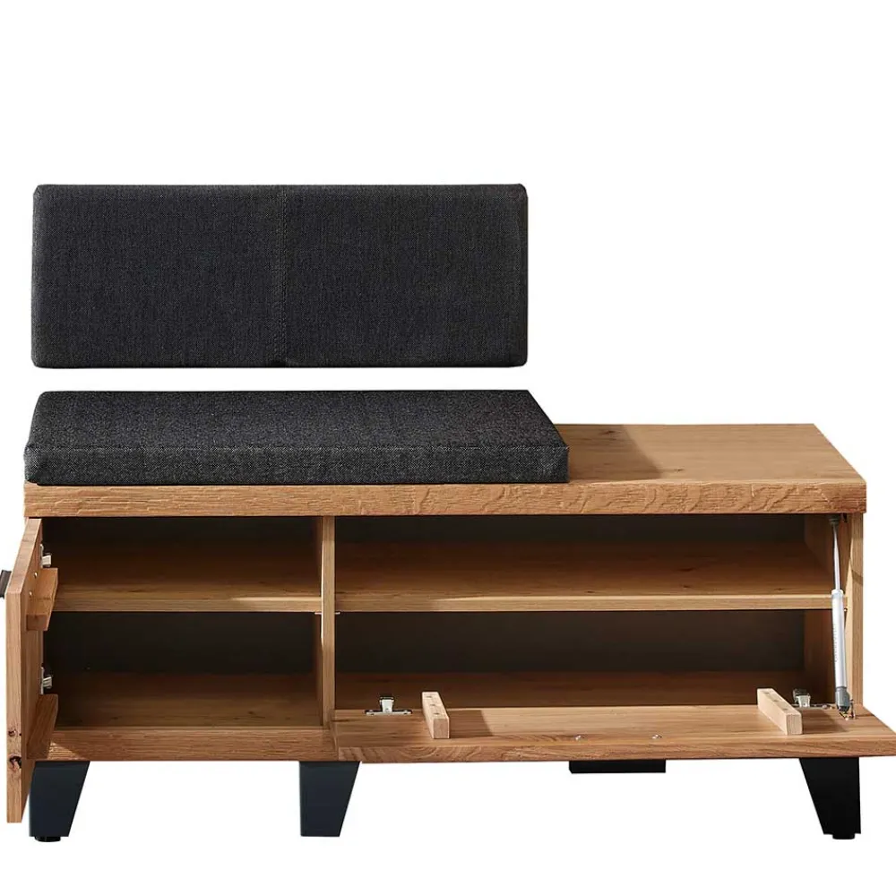 Wohnen Sitzbank<Design Flurbank aus Wildeiche in Natur & Grau - Elprisca