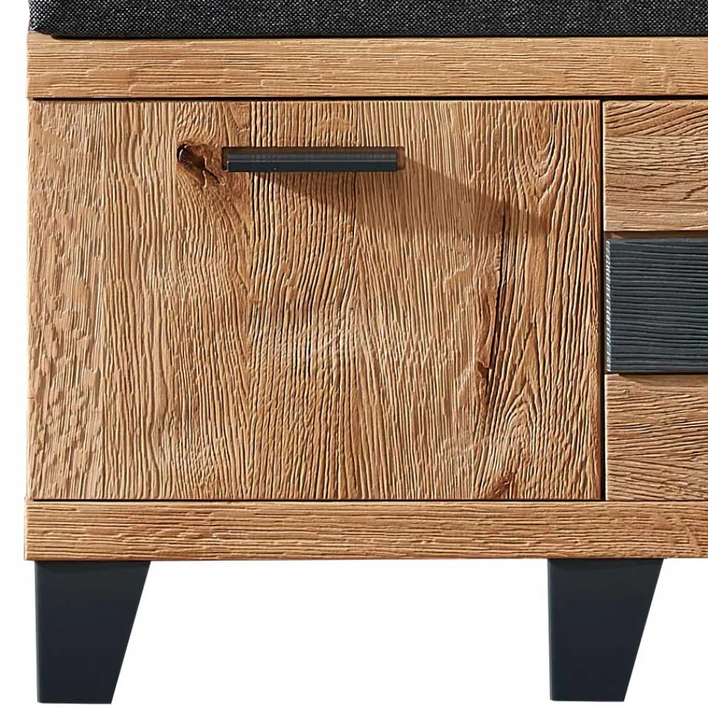 Wohnen Sitzbank<Design Flurbank aus Wildeiche in Natur & Grau - Elprisca