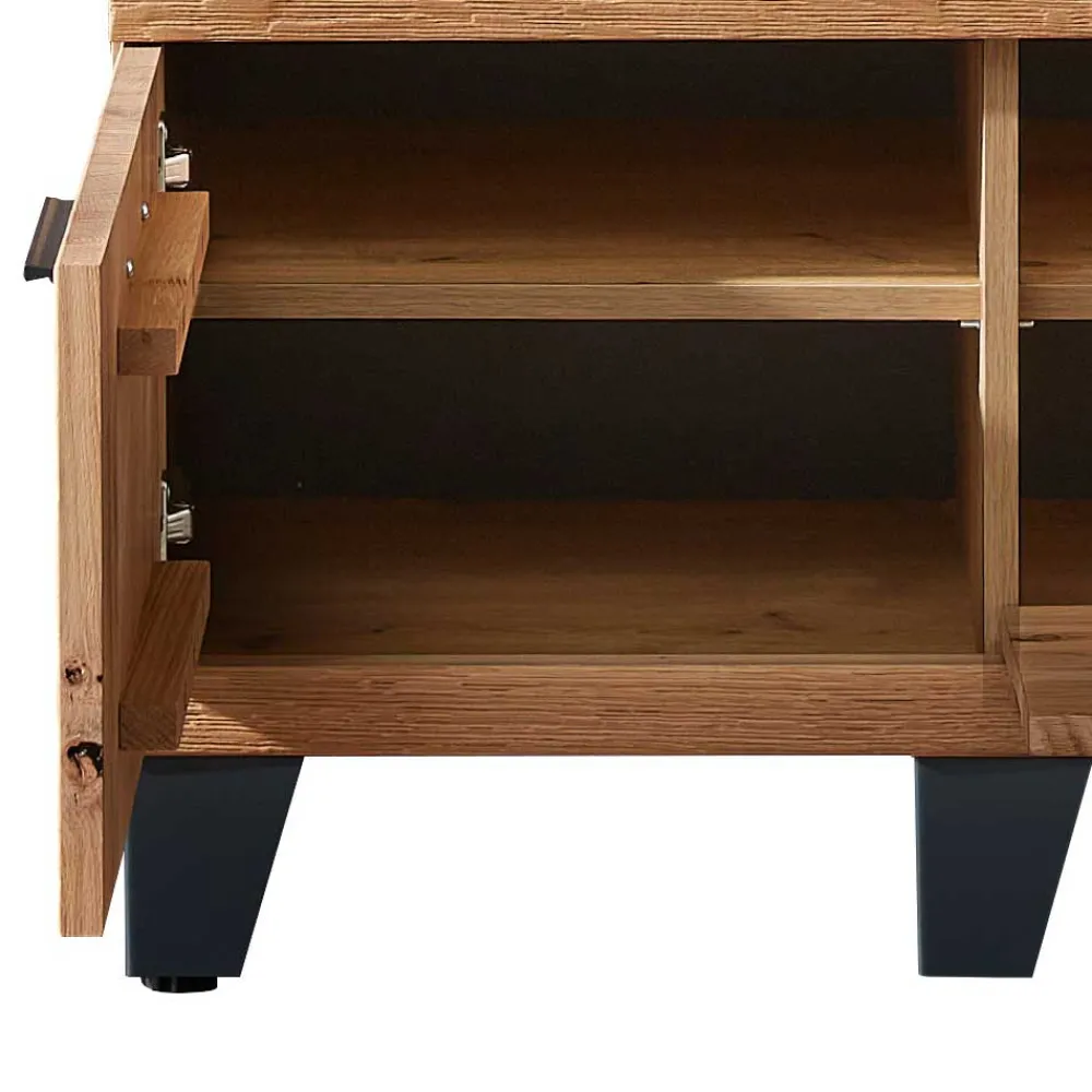 Wohnen Sitzbank<Design Flurbank aus Wildeiche in Natur & Grau - Elprisca