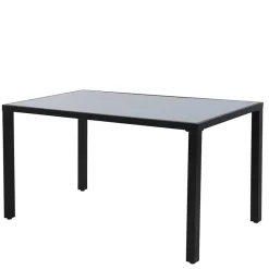 Wohnen Sitzgruppe<Design Garten-Essgruppe in Grau & Schwarz - Geraldine (siebenteilig)