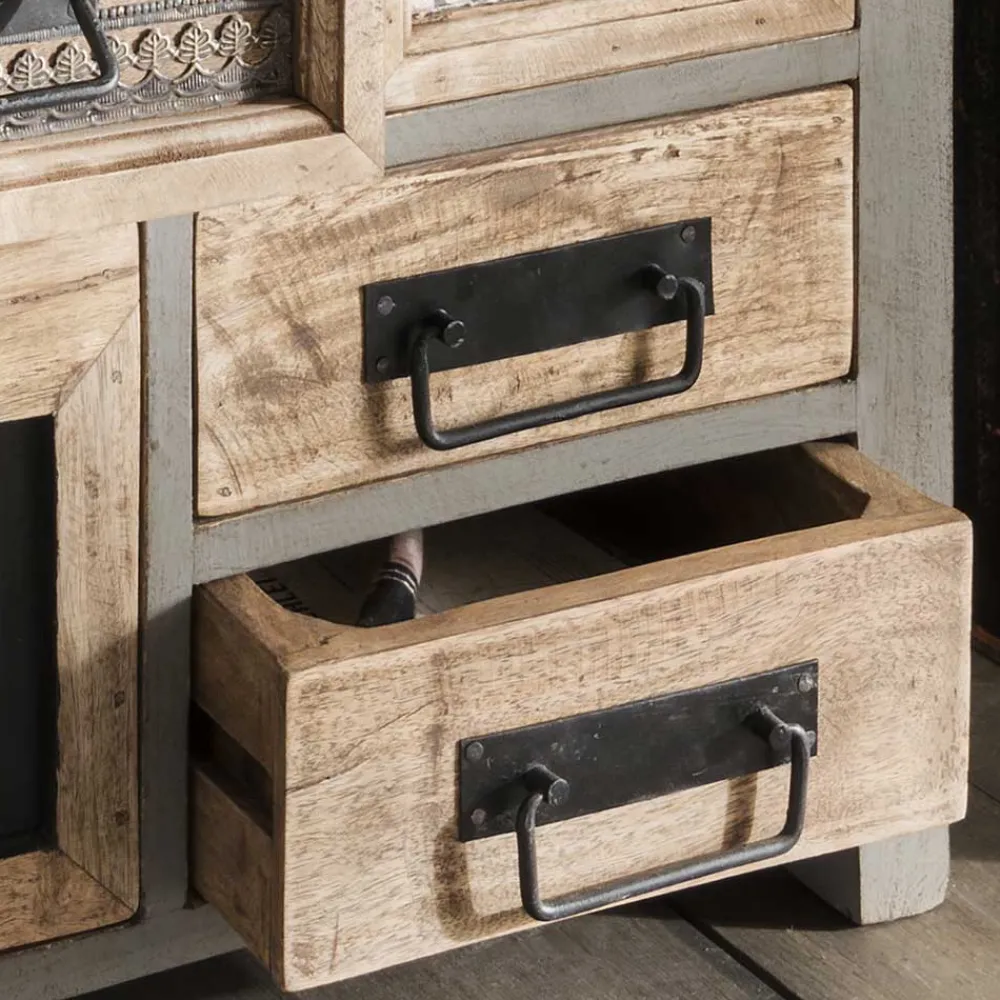 Wohnen Kommoden<Design Highboard aus Recyclingholz mehrfarbig - Andrass