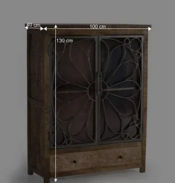 Wohnen Highboards|Vitrinen<Design Highboard mit Glas Metalltüren - Everton