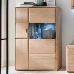 Wohnen Highboards<Design Highboard Vernella aus Eiche Bianco