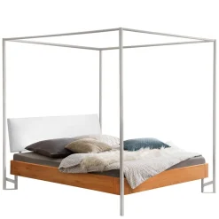 Wohnen Betten<Design Himmelbett in Eiche Natur & Weiß - Risa