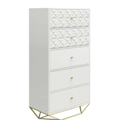Wohnen Kommoden<Design Hochkommode in Weiß & Gold - Fiolpedo