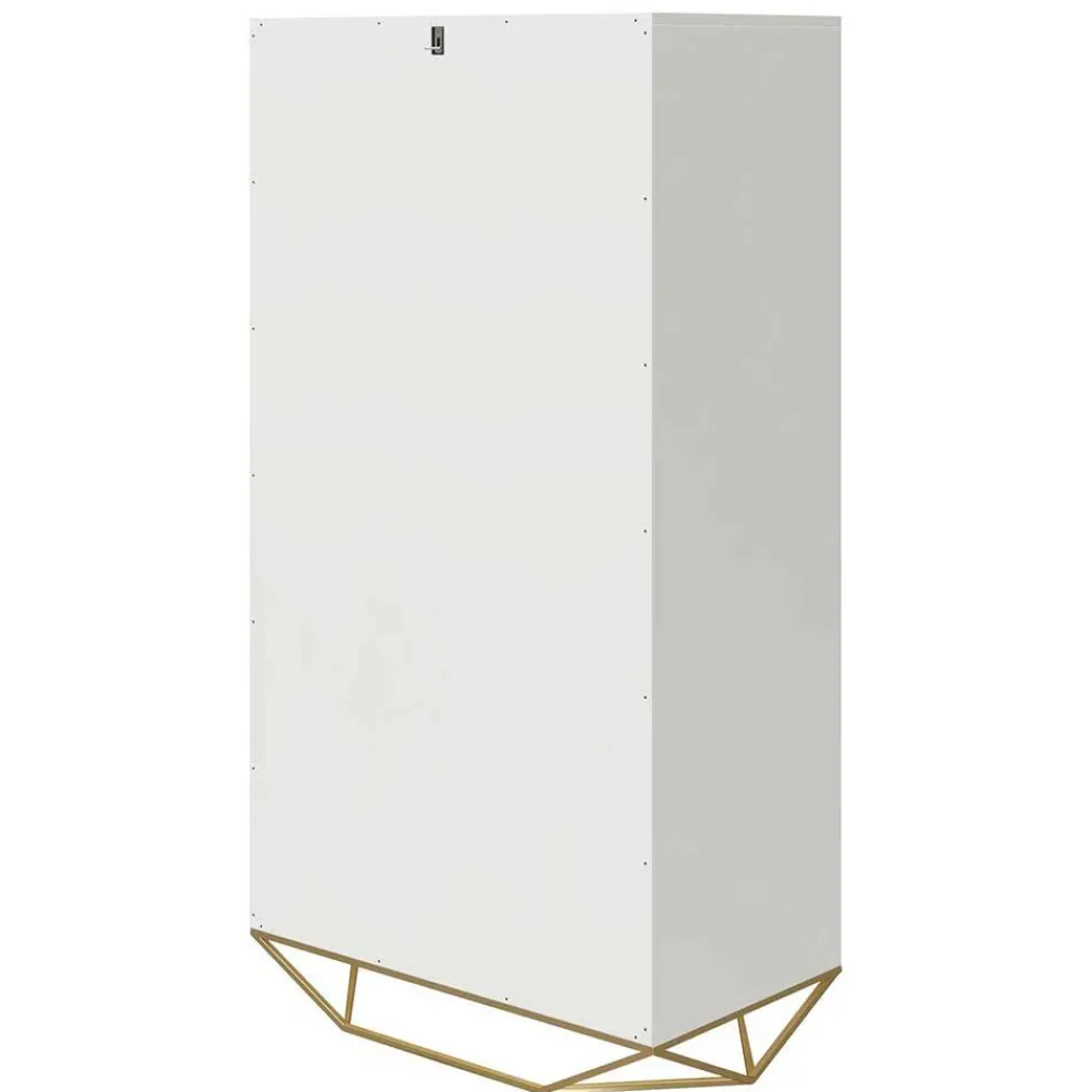 Wohnen Kommoden<Design Hochkommode in Weiß & Gold - Fiolpedo