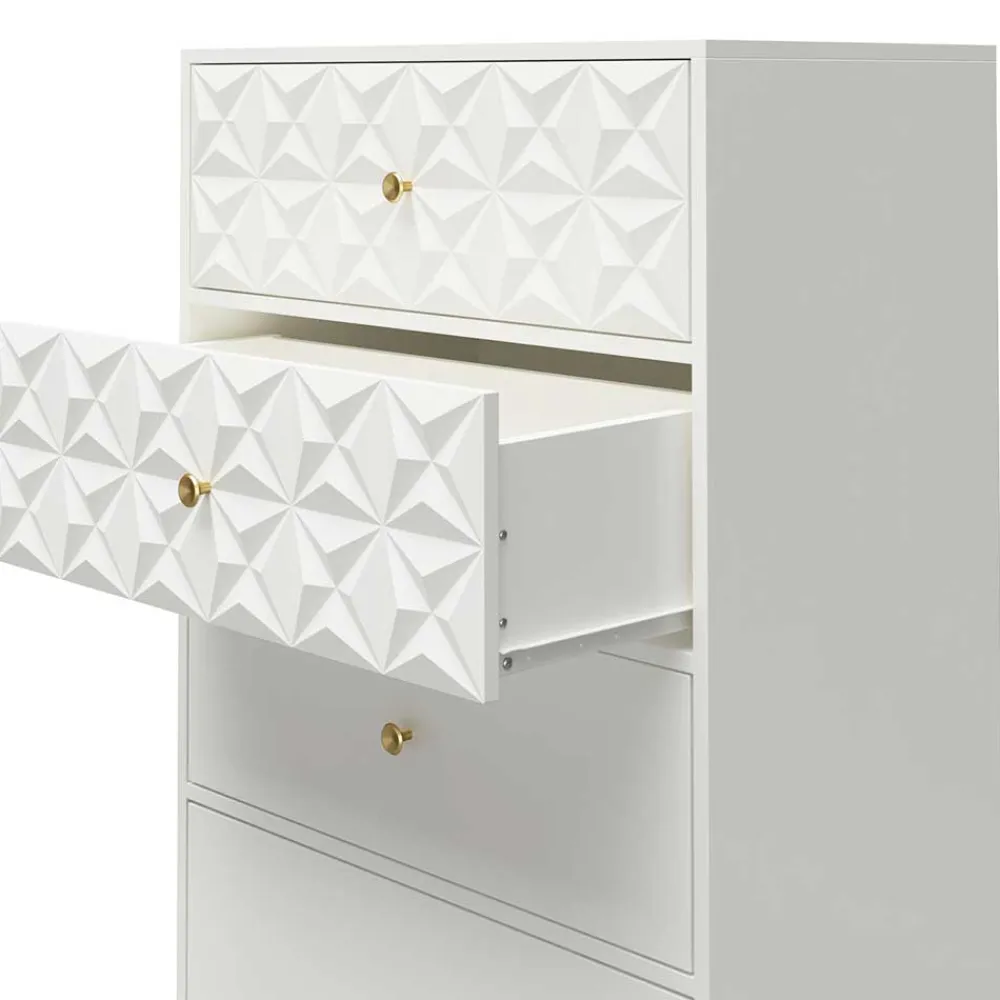 Wohnen Kommoden<Design Hochkommode in Weiß & Gold - Fiolpedo