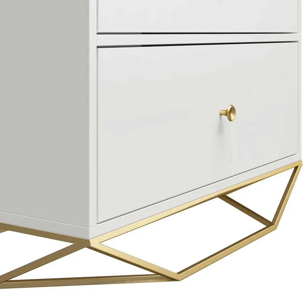 Wohnen Kommoden<Design Hochkommode in Weiß & Gold - Fiolpedo