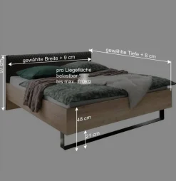 Wohnen Betten<Design Loft Bett mit Nachttischen - Licruva (dreiteilig)