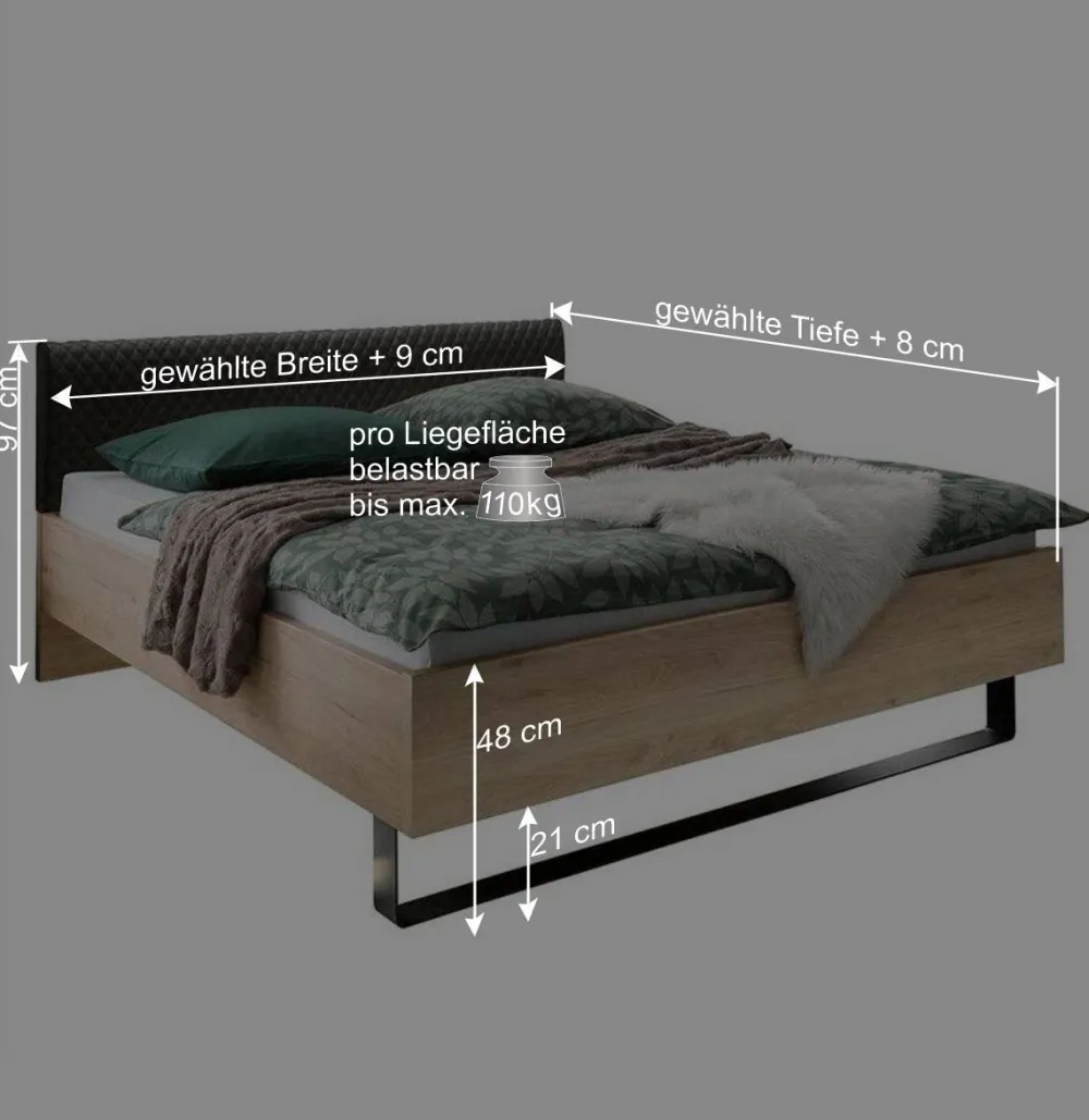 Wohnen Betten<Design Loft Bett mit Nachttischen - Licruva (dreiteilig)