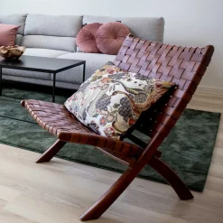 Wohnen Sessel<Design Lounge Stuhl aus Leder Geflecht - Maisu