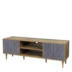 Wohnen Tv & Hifi-Möbel|Lowboards<Design Lowboard für TV in Grau & Natur - Ascolano