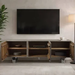 Wohnen Tv & Hifi-Möbel|Lowboards<Design Lowboard in Grau und Chrom - Vientor