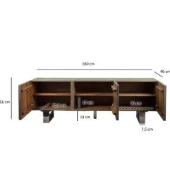 Wohnen Tv & Hifi-Möbel|Lowboards<Design Lowboard in Grau und Chrom - Vientor
