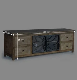 Wohnen Tv & Hifi-Möbel|Lowboards<Design Lowboard mit Glas Metalltüren - Everton