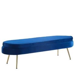 Wohnen Sitzbank<Design Polsterbank in Blau Samt & Gold Metall - Dotagon