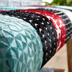 Wohnen Sitzbank<Design Polsterbank mit Samt Patchwork Bezug - Clarisa