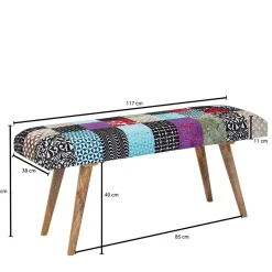 Wohnen Sitzbank<Design Polsterbank mit Samt Patchwork Bezug - Clarisa