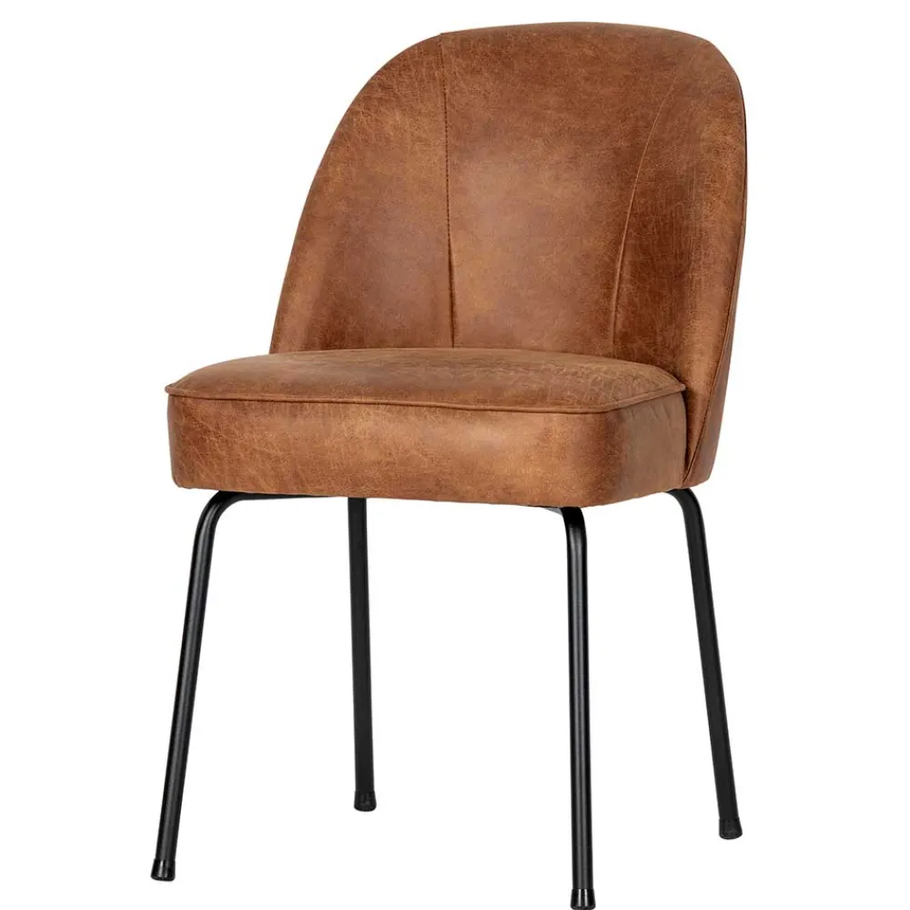 Wohnen Stühle<Design Recyclingleder Stuhl in Braun - Kegadamo (2er Set)