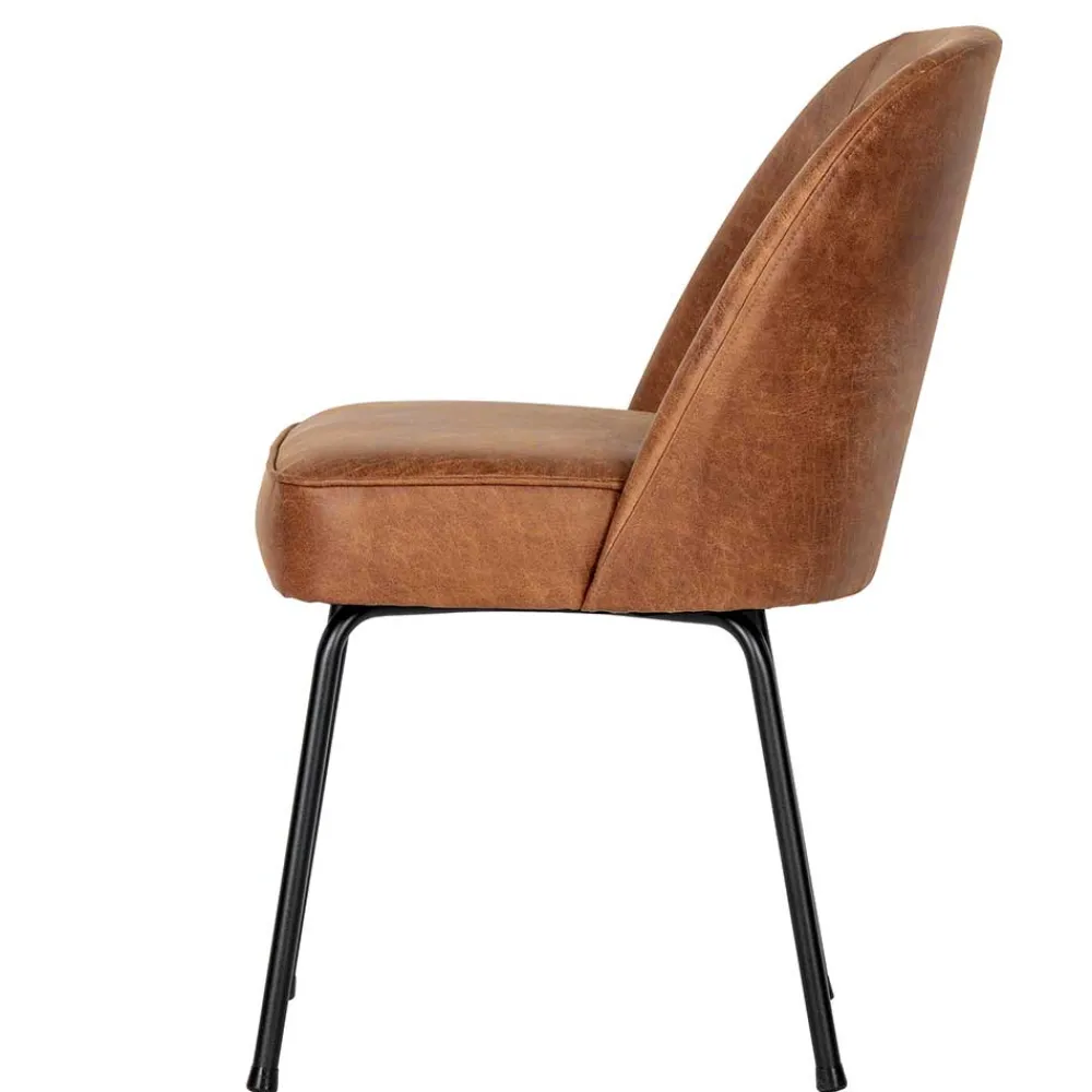 Wohnen Stühle<Design Recyclingleder Stuhl in Braun - Kegadamo (2er Set)