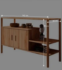 Wohnen Regale<Design Regal mit zwei Fächern & Türen - Indrya