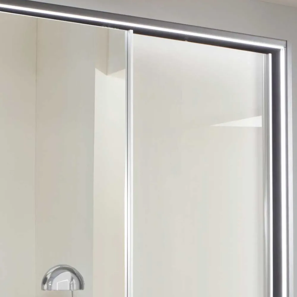 Wohnen Kleiderschränke|Schränke<Design Schrank mit Spiegel & Glas Front Hellgrau - Capolyna