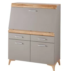 Wohnen Highboards<Design Sekretär in Grau & Eiche NB - Zella