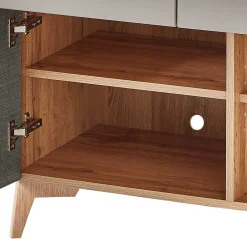 Wohnen Highboards<Design Sekretär in Grau & Eiche NB - Zella