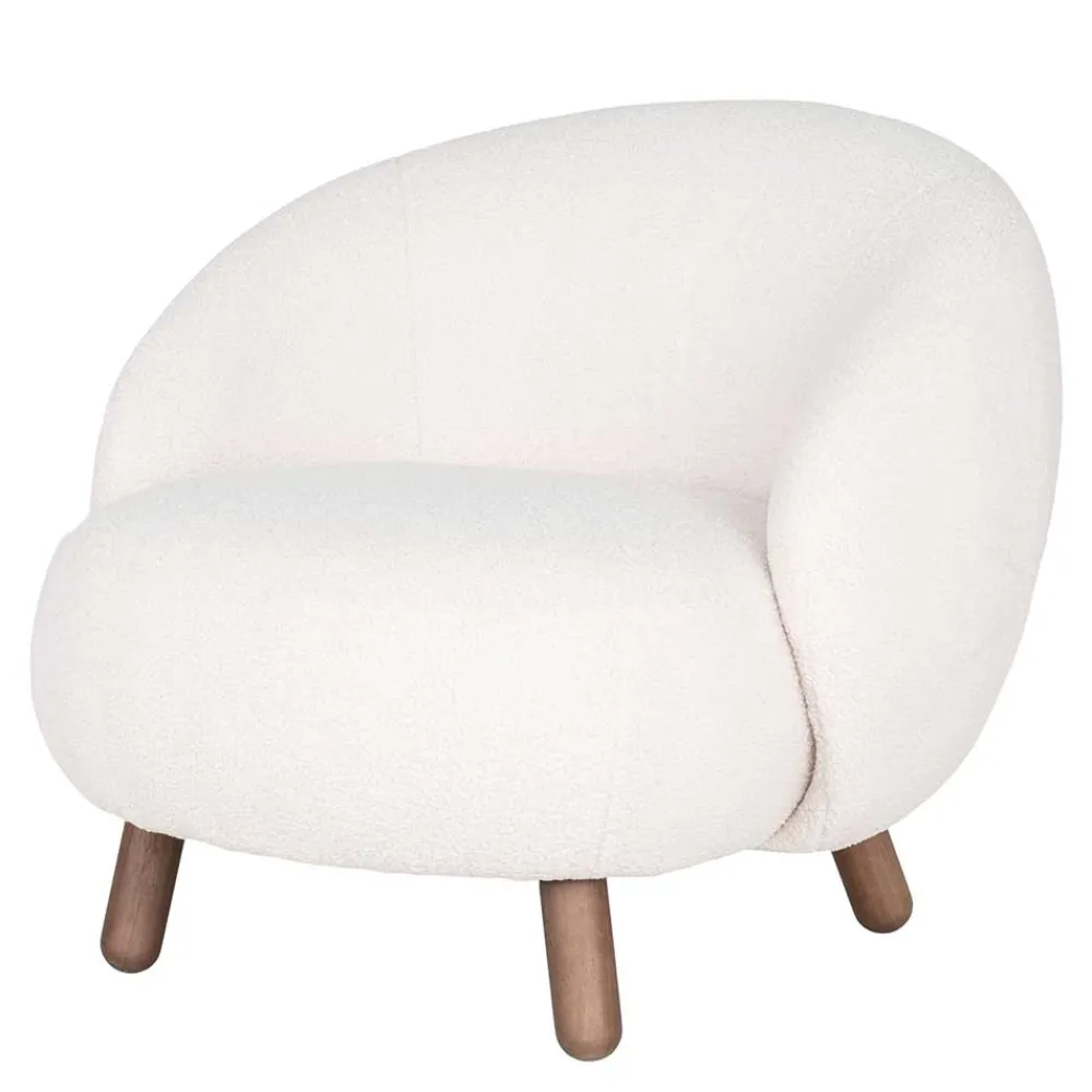 Wohnen Sessel<Design Sessel in Offwhite Lammfell Stoff - Tirol