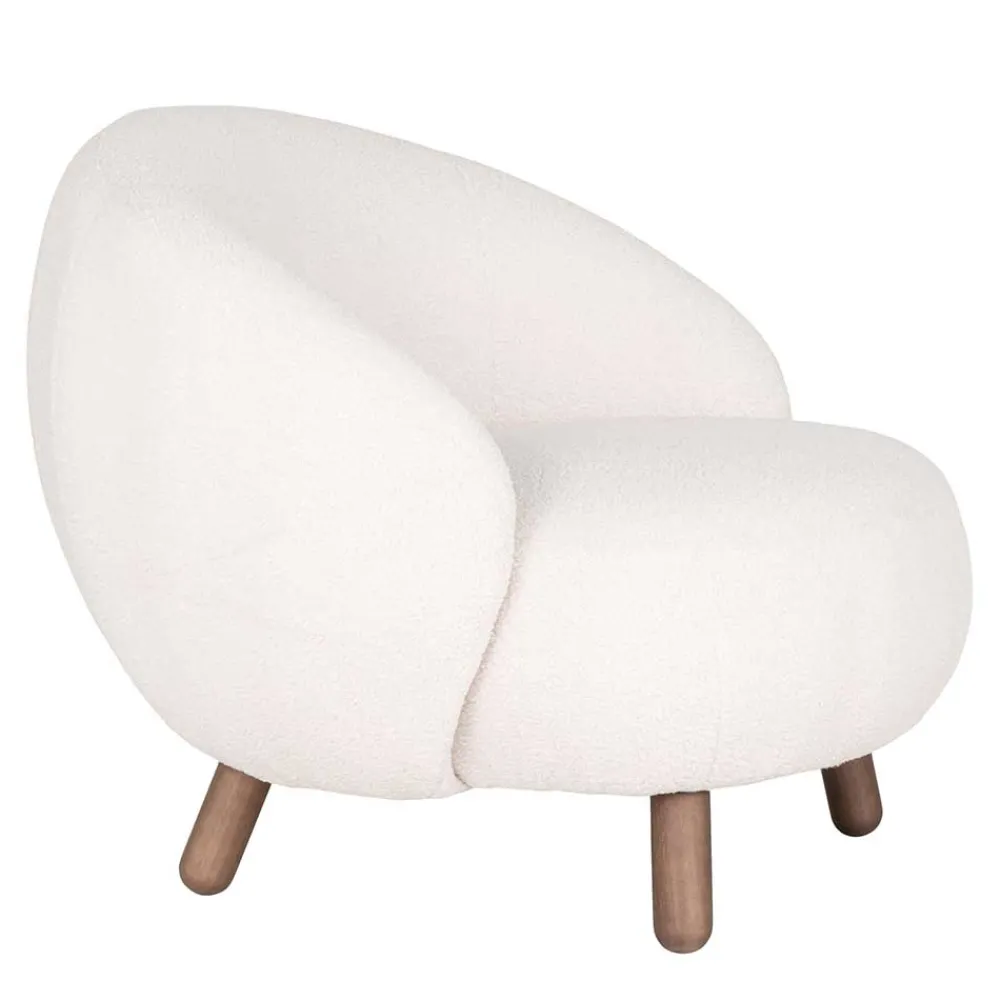 Wohnen Sessel<Design Sessel in Offwhite Lammfell Stoff - Tirol