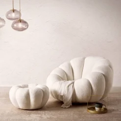 Wohnen Sessel<Design Sessel mit Hocker Set - Zyrano (zweiteilig)