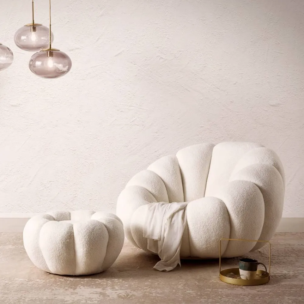 Wohnen Sessel<Design Sessel mit Hocker Set - Zyrano (zweiteilig)